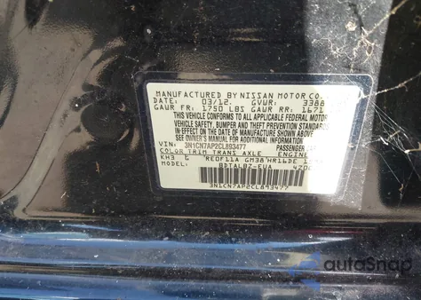 2012 Nissan Versa 1.6 Sv z USA, uszkodzony, nr VIN 3N1CN7AP2CL893477